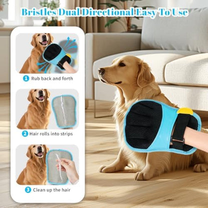 Pet Hair Removal Gloves, Blue, Adjustable Strap, Static Hair Remover for Clothing, Sofa, Car Seat, Reusable - Image 3