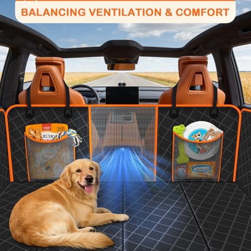 TNELTUEB Extra Large Back Seat Extender for Dogs with Dog Bed Mats, Waterproof Dog Car Seat Cover for Back Seat with Hard Bottom, Anti Scratch, Safer, Easy to Use and Clean, Holds 450LBS Black - Image 5