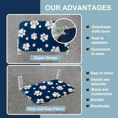 Cute Cat Window Perch, Foldable Cat Window Hammock, Navy Blue - Image 6