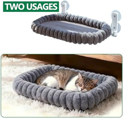 Collapsible Window Perch for Indoor Cats, Large Cats & Kittens - Equipped with a Cat-Catching Stick, Solid Metal Frame, Soft Cover, Strong 4 Suction Cup Wall Mount - Image 3