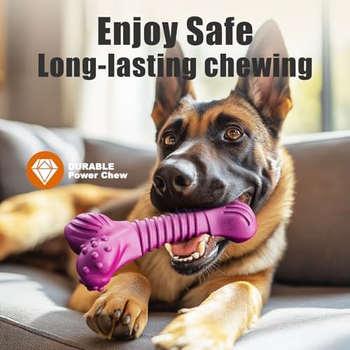 Dog Toys for Aggressive Chewers, Dog Toys for Medium Large Dogs, Natural Rubber Dog Chew Toys with Beef Flavor, Indestructible Chew Toys for Aggressive Chewers (Purple) - Image 6