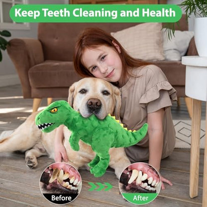 Plush Squeaky Dog Toy, Stuffed Dinosaur Interactive Chew Toy for Puppies Small Medium Dogs, Keep Them Busy & Anxiety Relief Cuddle Toy - Image 5