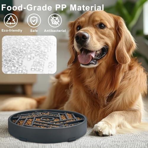 TOBYTO Slow Feeder Dog Bowls Large Medium Breed,Anti-Choking Slow Eating Dog Food Bowl,Non Slip Pet Slower Food Feeding Bowls Large Puzzle Slow Feeder Bloat Stop Maze Dog Dishes,Gray - Image 2