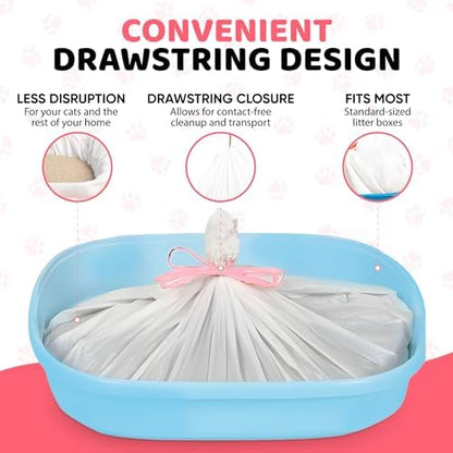 Extra Heavy Duty Jumbo Cat Litter Box Liners 20 Count Cat Waste Liners - Image 4