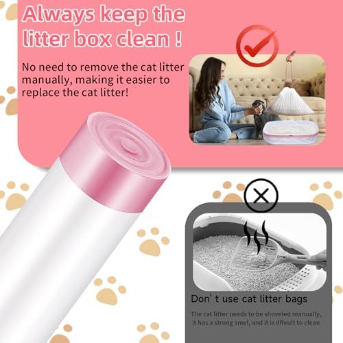 25 Count Jumbo Cat Litter Box Liners, Heavy Duty Cat Litter Bags, Extra Thick Litter Pan Liners with Drawstring for Pet Cat Litter Tray (45" x 18") - Image 4