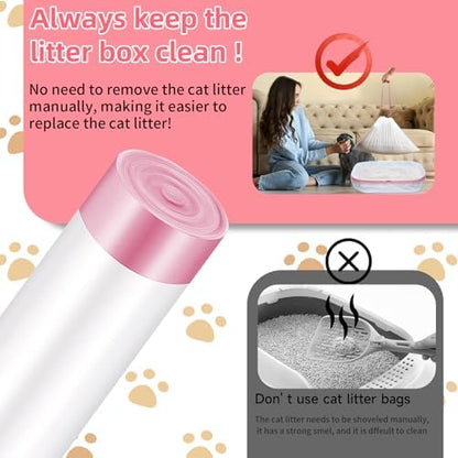 25 Count Jumbo Cat Litter Box Liners, Heavy Duty Cat Litter Bags, Extra Thick Litter Pan Liners with Drawstring for Pet Cat Litter Tray (45" x 18") - Image 4