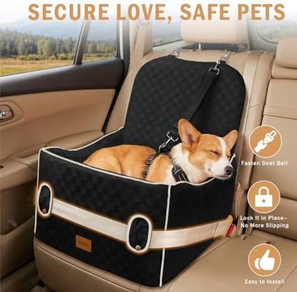 Dog Car Seats for Small Dogs, 5.5" Elevated Pet Booster with Seat Belt Loop - Image 3