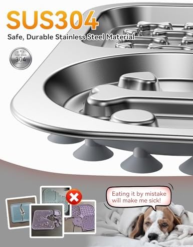 Stainless Steel Lick Mat for Dogs and Cats - FEELNEEDY Large Licking Pad with Suction Cups, Chew-Proof, Non-Slip Pet Licky Mat for Boredom Reducer and Anxiety Relief, Easy to Clean (1Pack) - Image 3