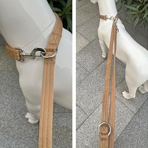 Multifunctional Double Ended Dog Leash,for Obedience Training Or Distance Work Easy to Use,Lightweight,Soft&Durable Convertible Hands Free,Crossbody,Over Shoulder(Light Military Tan, 2M*2.5CM) - Image 4