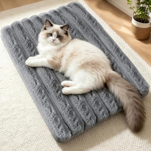 Cat Bed Mat for Indoor Cats, Self Warming Plush Cat Bed, 23.6"x15.7" Grey by NODARKO