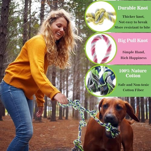 Rope Toy for Dogs，Large Dog Rope Toys for Aggressive Chewers, Heavy Duty Dog Toys for Large Medium Breed, Indestructible Tough Chew Toys Tug of War Dog Toy Cotton Rope for Teeth Cleaning - Image 6