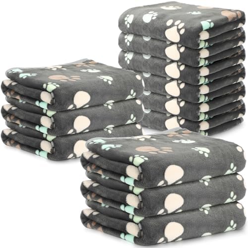 Tegeme 12 Pcs Puppy Blanket for Cat, 41 X 30 Inch Gray by Tegeme