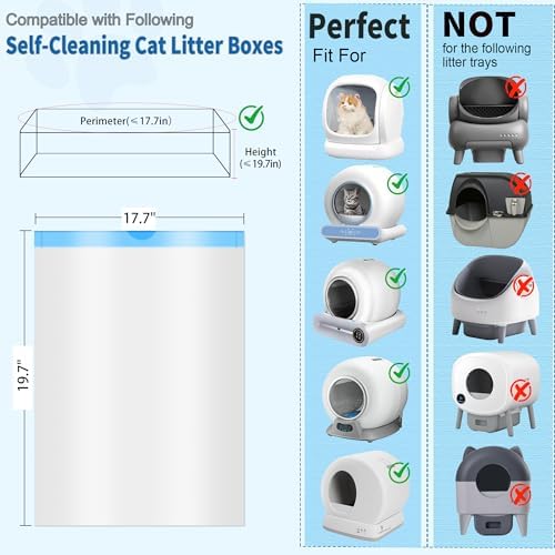 40 Count Self-Cleaning Cat Litter Box Liners Bag Compatible with MW-SC01/MW-SC02/MW-LR01, Drawstring Heavy Duty Cat Litter Receptacles Bags Fit For Automatic Pet Litter Box-17.7" * 19.7" - Image 2