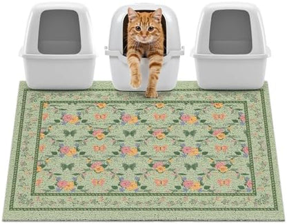 Unicorn Catcher 40"x30" Cat Litter Mat Non-Slip Washable Litter Box Mat by UnicornCatcher