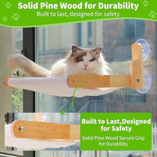 Cat Window Perch, Foldable Cat Hammock with Faux Rabbit Fur Cover - Image 2