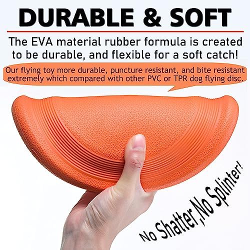 XIGOU Dog Flying Disc - Durable Rubber Flying Disc Dog Toy - 9.25" Indestructible Rubber Dog Flying Discs Flyer Dog Toys - Puncture Resistant & Bite Resistant Extremely - for Medium Large Dogs - Image 2
