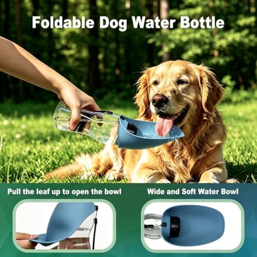 Portable Dog Water Bottle Foldable, Blue - Image 5