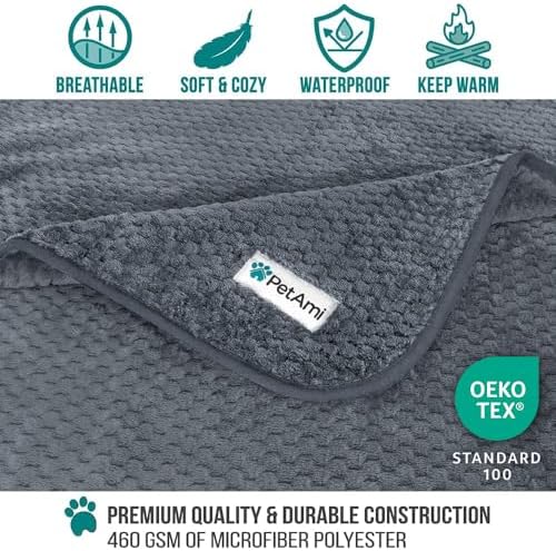 PetAmi Waterproof Dog Blanket, Leakproof Puppy Blanket, 40x60 Dark Gray - Image 3