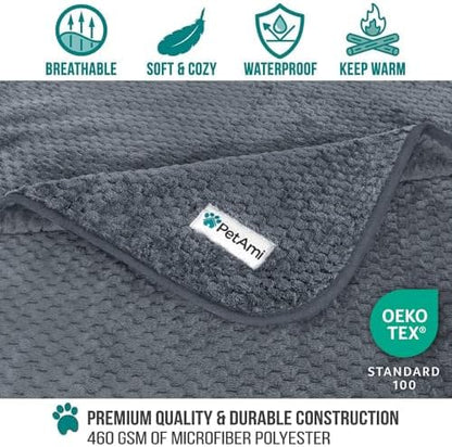 PetAmi Waterproof Dog Blanket, Leakproof Puppy Blanket, 40x60 Dark Gray - Image 3