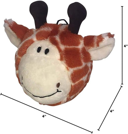 Pet Lou 4 Inch Squeaky Giraffe Ball Dog Plush Toy, Stuffing-Free Soft Plush, Durable Bouncy Squeaker Ball, Floats in Water, Small & Medium Breed Chew Toys