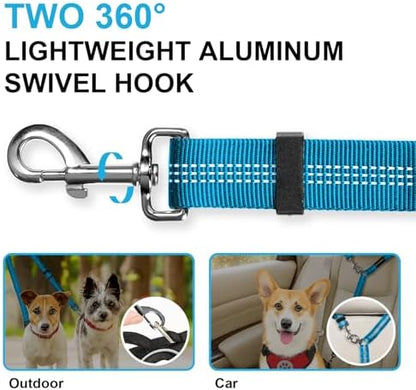 MingXpet Double Dog Leash for Two Dogs, No Pull Dog Leash, 360° Swivel No Tangle for Large Dogs Walking & Training, Shock Absorbing Reflective Bungee, Blue - Image 3