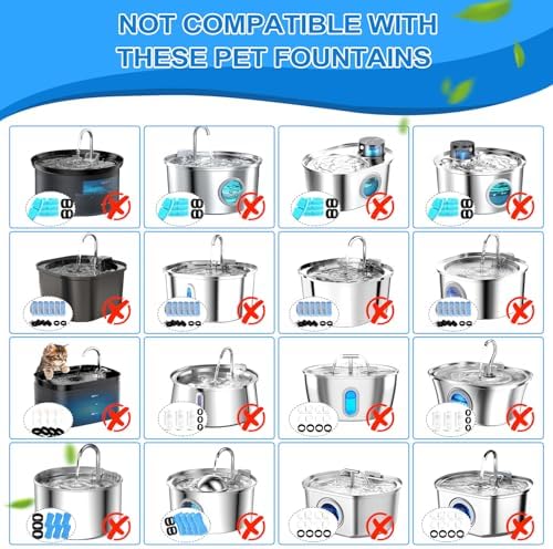 Cat Water Fountain Filters, 20Pack Cat Fountain Replacement Filters for Stainless Steel 108oz/3.2L& 67oz/2L adjustable Water Flow Pet Water Fountain,Dog Water Fountain Filters（10 Filters& 10 Sponges) - Image 4