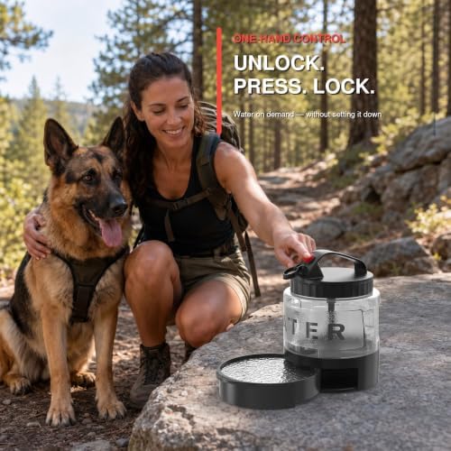 Portable Dog Water Bottle with Travel Bowl, 56 oz/1.6 L, Black - Image 2