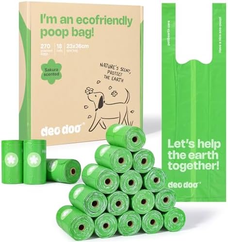Deo Doo Dog Poop Bags with Handles, 270 Bags, Sakura Scented by DeoDoo