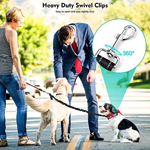 2 Dog Leash, 360° Swivel No Tangle Double Dog Walking & Training Leash, Comfortable Shock Absorbing Reflective Bungee Lead Walk 2 Dogs with Ease - Image 4