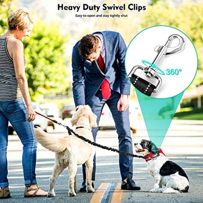 2 Dog Leash, 360° Swivel No Tangle Double Dog Walking & Training Leash, Comfortable Shock Absorbing Reflective Bungee Lead Walk 2 Dogs with Ease - Image 4