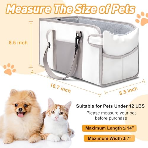 Portable Dog Car Seat for Small Dogs, Puppy Car Seat, Beige - Image 2