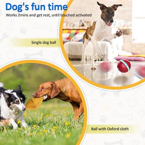 Interactive Dog Balls with Motion Activated, Wicked Ball Squeaky Dog Toy Oxford Bag Keep Dogs Busy (Red Ball) - Image 5