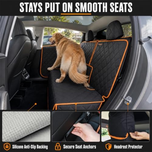 Back Seat Cover Compatible with Tesla Model Y, Custom-Fit Waterproof Bench Protector with 2 Door Covers, Nonslip Dog Seat Liner for Pets and Kids, No Chemical Odor, Black - Image 3
