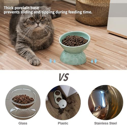Ceramic Tilted Raised Cat Bowls, Elevated Cat Food and Water Bowl Set - Image 6