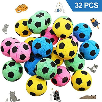 Skylety 32 Pcs Cat Soccer Ball Toys Foam Soccer Cat Toy Kitten Pet - Image 5