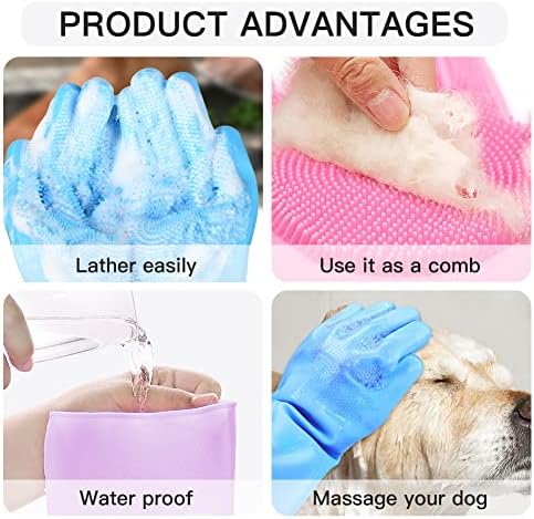 WAYUTO Long Sleeve Silicone Grooming Gloves: Cat Bathing, Dog Massaging, Hair Removal, Pet Shampoo for Kitchen, Bathroom, and Pet Shop Use - Purple - Image 3