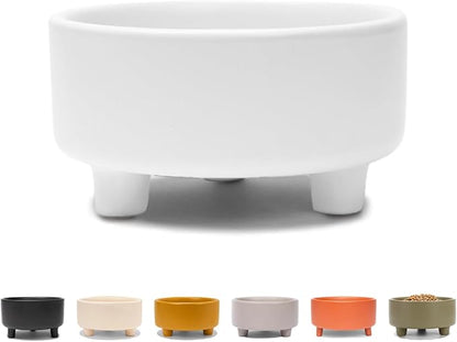 Waggo Uplift Ceramic Dog Bowl for Small Medium and Large Breeds - Heavyweight and Durable Pet Food and Water Dish Crock, Dishwasher Safe, Modern, Elevated Feeder (Medium, White)