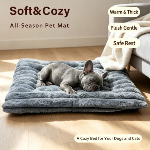20 Inch Ultra Soft Comfy Pet Bed, Tiny Dog Bed, Washable Anti-Slip Crate Pad Sleeping Cushion Mat for XX-Small Dogs, Indoor Cats & Cat Carrier, Grey - Image 2