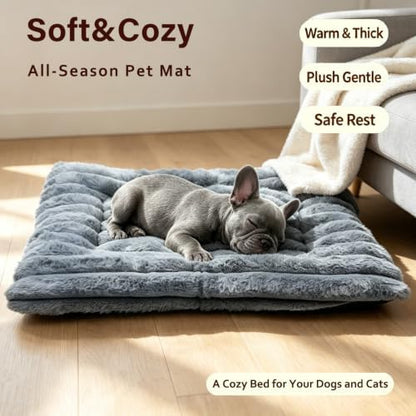 20 Inch Ultra Soft Comfy Pet Bed, Tiny Dog Bed, Washable Anti-Slip Crate Pad Sleeping Cushion Mat for XX-Small Dogs, Indoor Cats & Cat Carrier, Grey - Image 2
