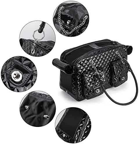 Fashion Pet Carrier Dogs Cat Small Animals Purse Bag, Leather Pet Carriers Dog Puppy Kitten Tote Travel Handbag TSA Airline-Approved - Image 4