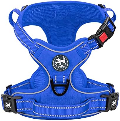 PoyPet No Pull Dog Harness, Reflective Vest with 2 Leash Clips & Handle by PoyPet