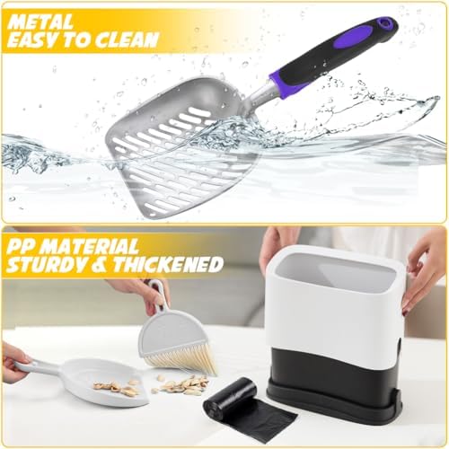 Cat Litter Scooper with Holder,Metal Cat Litter Scoop, Kitty Poop Scooper Stand for Litter Box, Cat Caddy for Litter Scoop, Fast Sifting Kitty Poop Scooper Caddy Poop Scooper Stand - Image 5