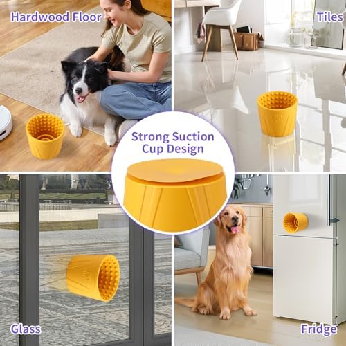 Dog Lick Bowl, Bestalk Anxiety Relief Slow Feeder Dog Lick Mat Treat Dispenser, Non-Slip Dog Licking Bowl Dog Enrichment Toys for Small Medium and Large Breed Dogs, BPA Free Silicone(Yellow,S) - Image 5