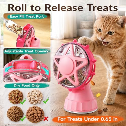 2-in-1 Cat Toys Food Dispenser & Teaser Interactive Toys (Pink) - Image 2
