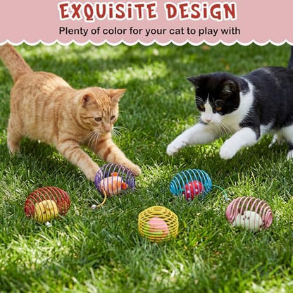 Jecery 5 Pcs Cat Toys Spring,Fruit Mouse,Multicolor - Image 4