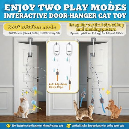 Interactive cat toy, Electric cat teaser, Door clip, 2 Motion modes,Gray - Image 3