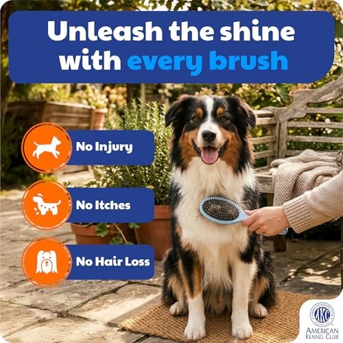 AKC 2-in-1 Grooming Brush for Dogs & Cats, Deshedding & Detangling - Image 6