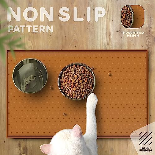 Dog Food Mat - 24x15 Raised Edges Dogs Mat for Food and Water Prevent Spill, Waterproof Cat Food Mats Protect Floors, Easy Clean Dog Bowl Mats for Food and Water, Silicone Pet Feeding Placemats - Image 4