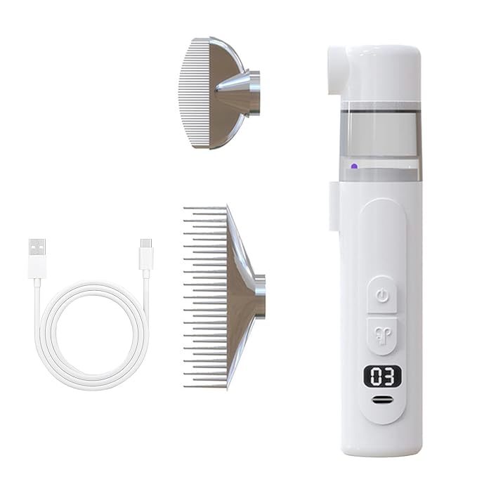 Electric Nit Comb, Electric Louse Comb Wireless Rechargeable, 2-in-1 Vacuum Nit Combs with Fine-toothed Design, Portable Flea Remover for Pets, Multifunctional Hair Treatment Tool