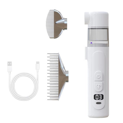 Electric Nit Comb, Electric Louse Comb Wireless Rechargeable, 2-in-1 Vacuum Nit Combs with Fine-toothed Design, Portable Flea Remover for Pets, Multifunctional Hair Treatment Tool